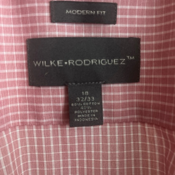 Wilke Rodriguez Modern Fit Men’s Dress Shirt - Perfect for Spring! Size 18 32/33 - Picture 4 of 5